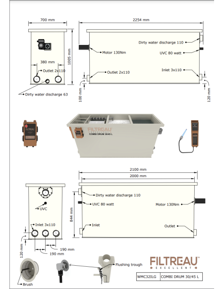 COMBI DRUM 30/45 IN LINE FILTREAU