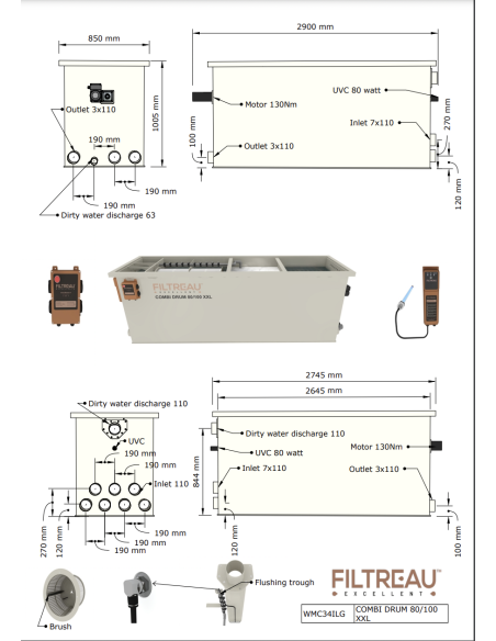 COMBI DRUM 80/100 XXL IN LINE FILTREAU