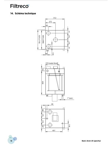 Basic Drum 25 gravitaire Filtreco – filtre à tambour automatique pour bassin