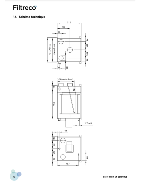 Basic Drum 25 gravitaire Filtreco – filtre à tambour automatique pour bassin